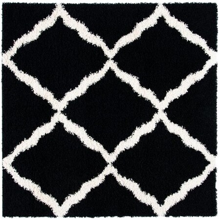 Safavieh 6 x 6 ft. Dallas Shag Contemporary Square Power Loomed Rug - Black & Ivory SGD257Z-6SQ